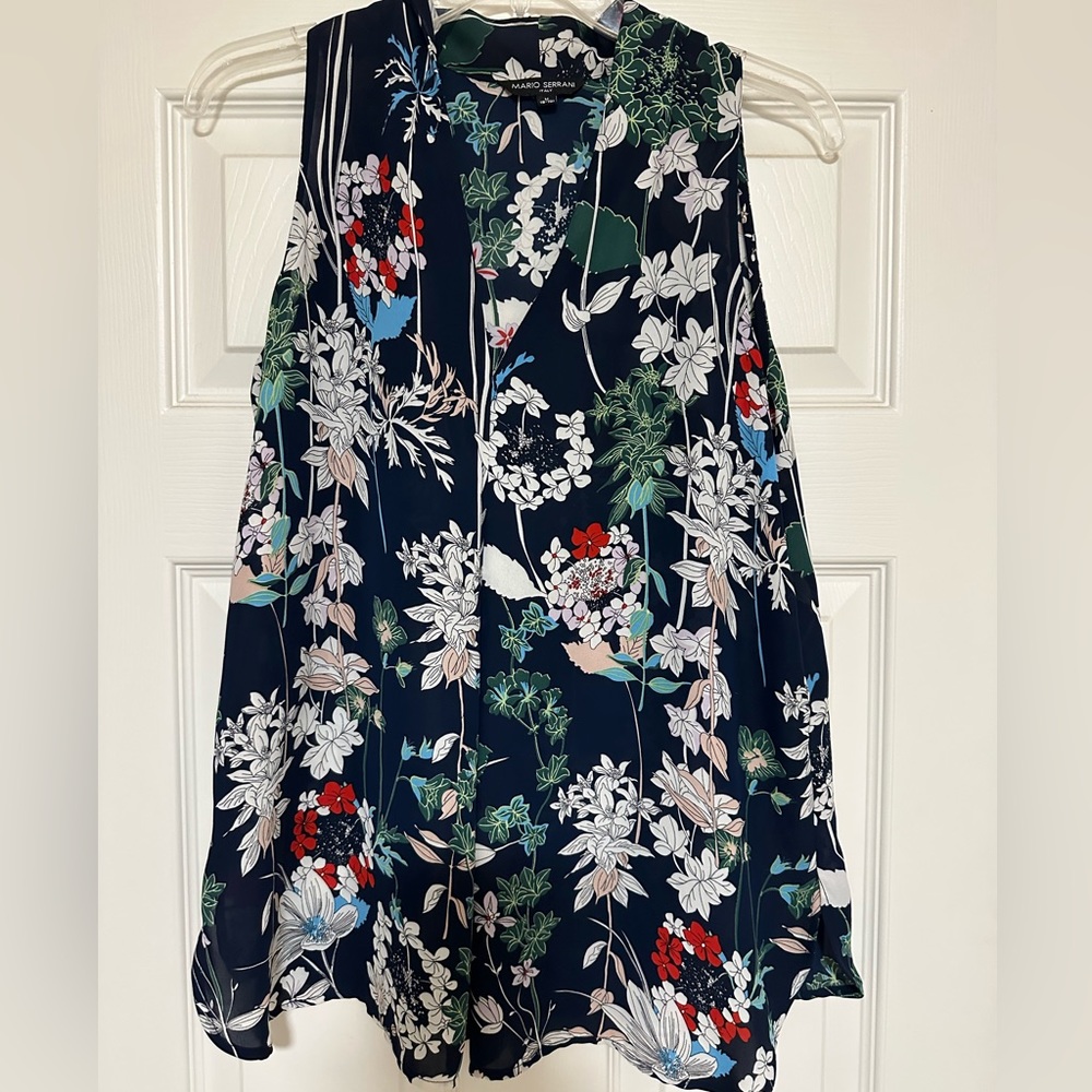 Mario Serrani Sleeveless V-Neck Floral Print Blouse